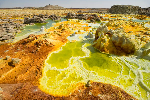 Volcanic and hydrothermal mineral formations in the Danakil Depression